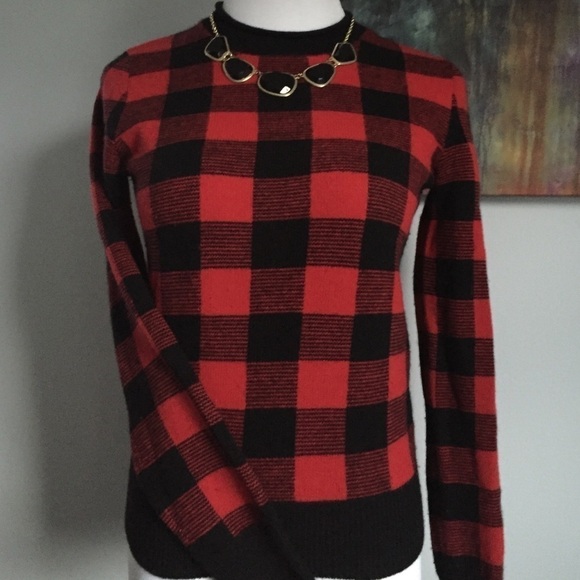 Ralph Lauren Buffalo Check Plaid Sweater Red Black RARE! - Picture 1 of 5